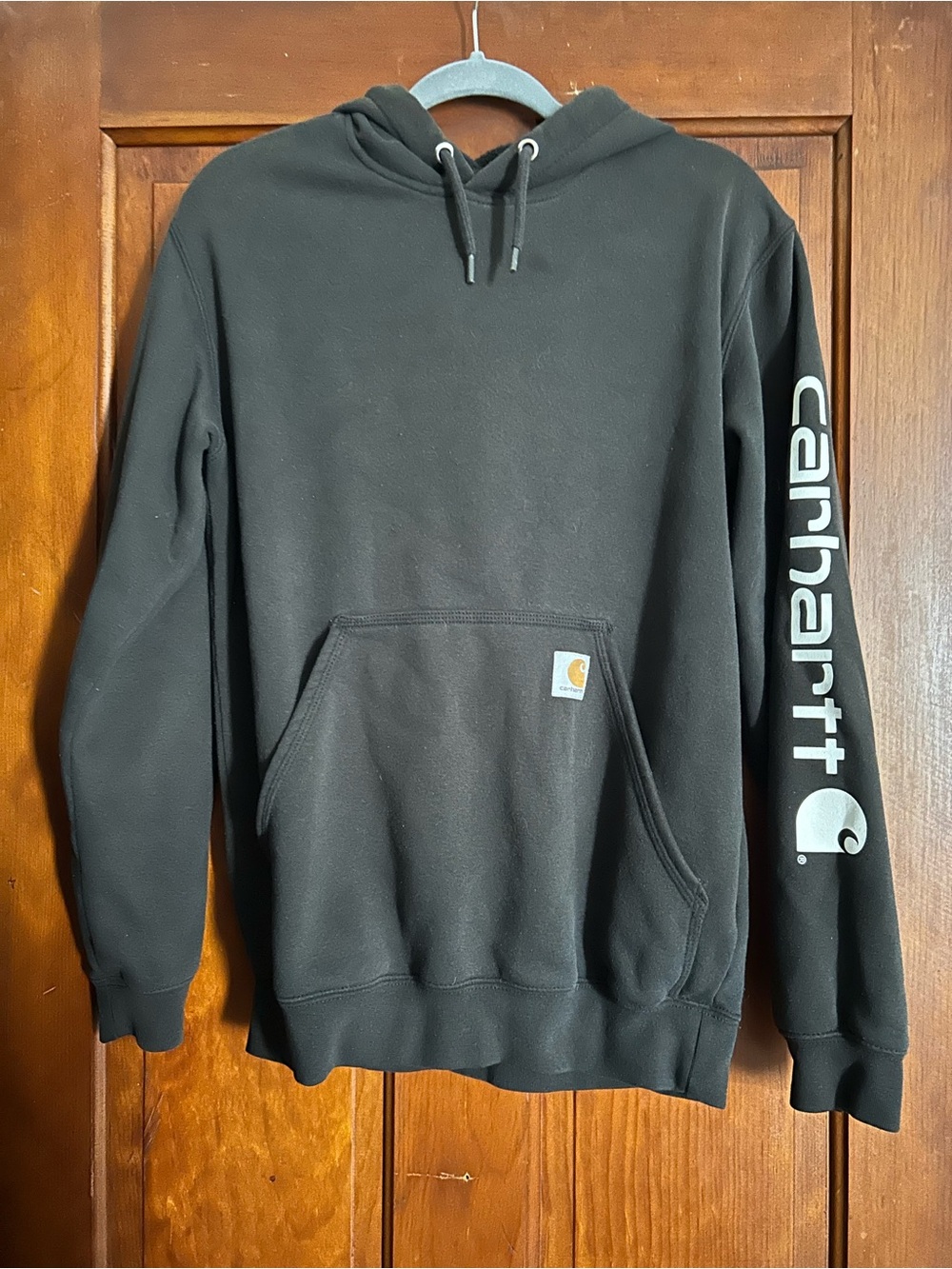 Carhartt Men's Black Crewneck Hoodie with Logo Sleeve